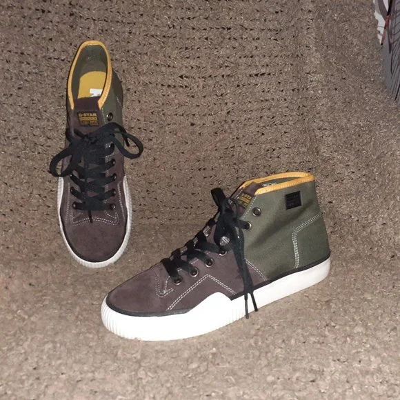 G-STAR RAW-Rackam Roofer-Fabric/Suede Hi-Top Sneakers-Colorblock-Sz 12-Near Mint - Picture 1 of 7